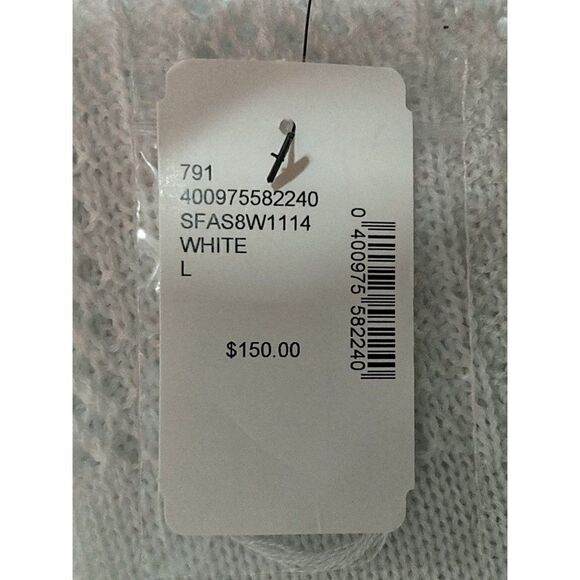 Saks 5th Avenue White 100% Cotton Sweater Size Large NWT - Picture 5 of 11
